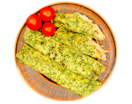 Млинці зі шпинатом, моцарелою та куркою